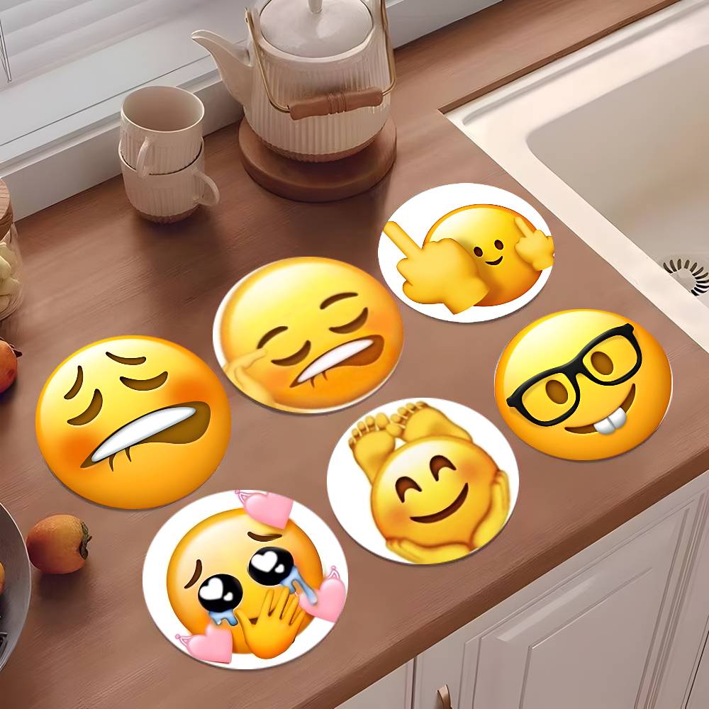 Coffee Tea Emoji - Funny Emoji Cute Coasters Round Wooden