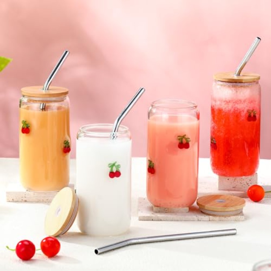 Coffee Tea Icon - 4 Pcs Icon Juice Glass Tumblers