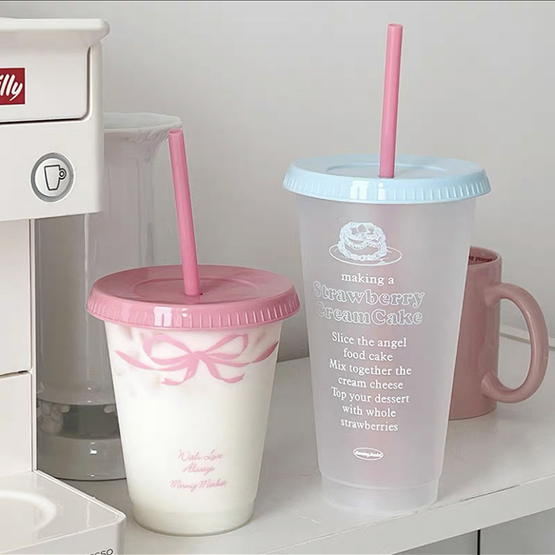 Coffee Tea Equipment - Kawaii Water Cup With Lid Straw