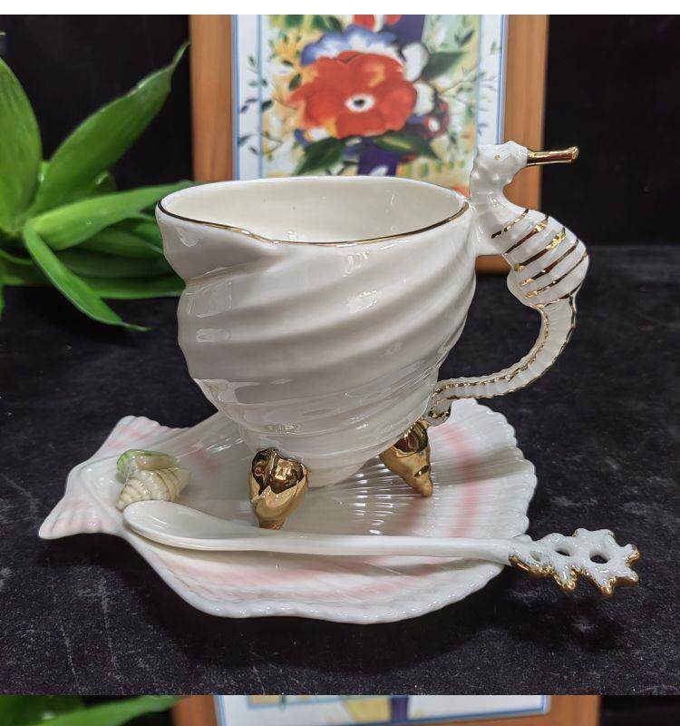 Coffee Tea Drawing - Ocean Series Gold Drawing Creative Afternoon