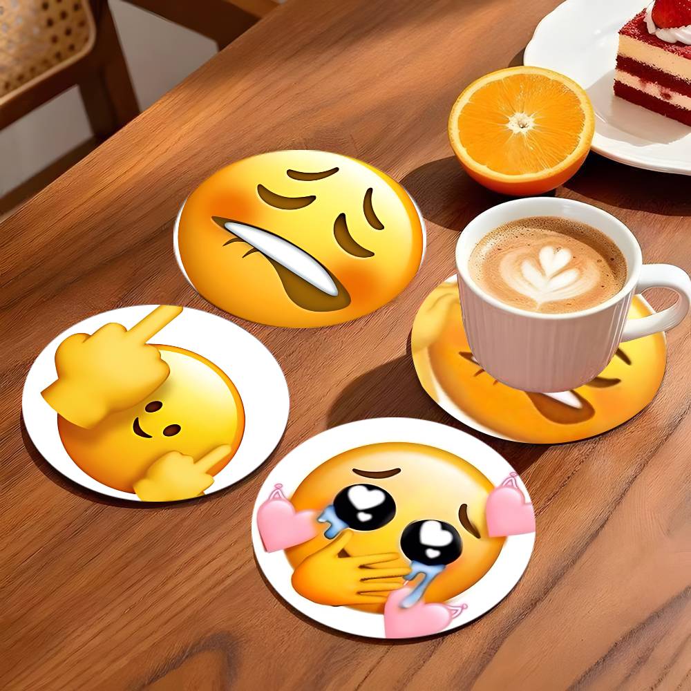 Funny Emoji Cute Coasters Roun - đánh giá và giá Coffee Tea Emoji