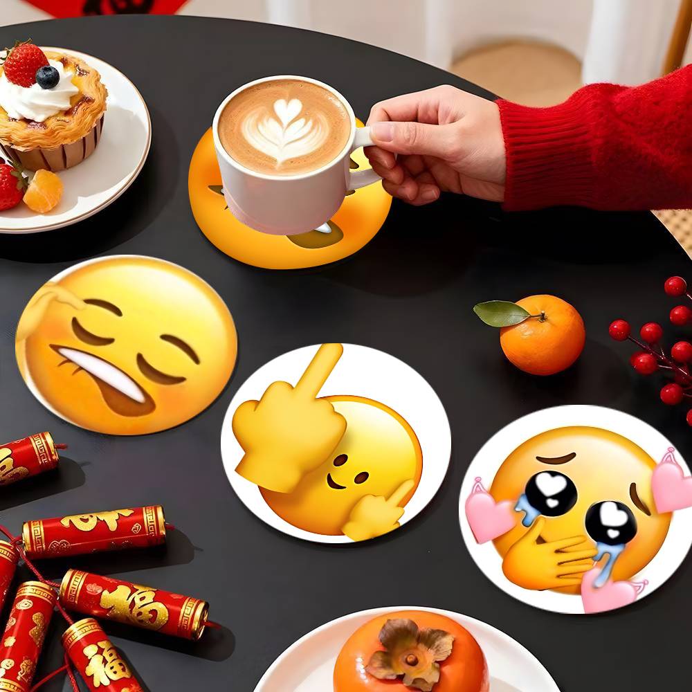 Funny Emoji Cute Coasters Roun - đánh giá và giá Coffee Tea Emoji