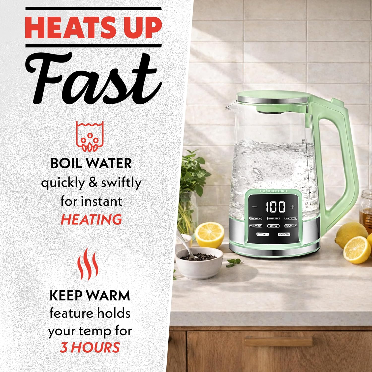 Electric Glass Kettle – 1.7L P - đánh giá và giá Coffee Tea Display