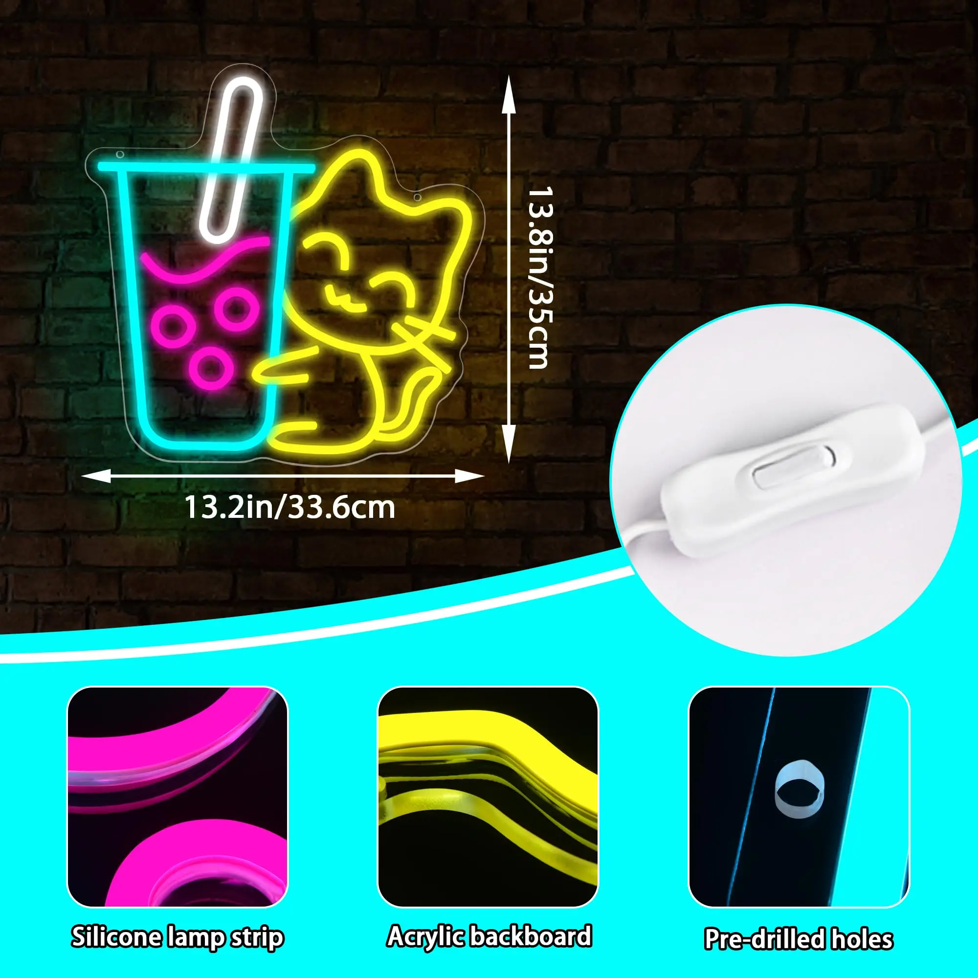 Cat Boba Tea Neon Sign for Wal - đánh giá và giá Coffee Tea Neon Sign