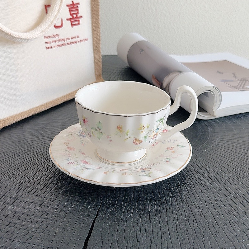 Gold-drawing Floral Print Coff - đánh giá và giá Coffee Tea Drawing