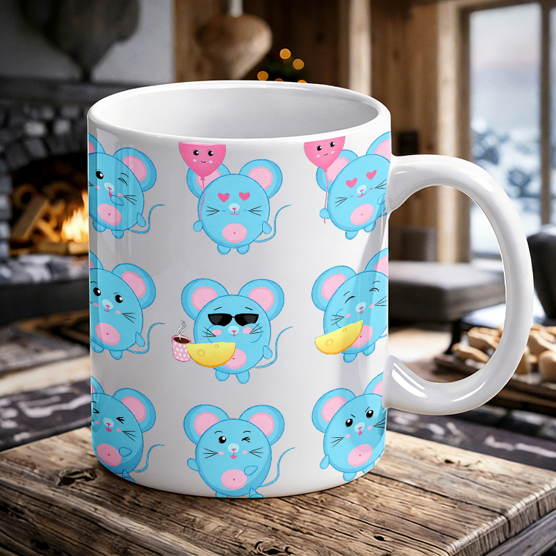 1PCS Funny Blue Mouse Emoji Ce - đánh giá và giá Coffee Tea Emoji