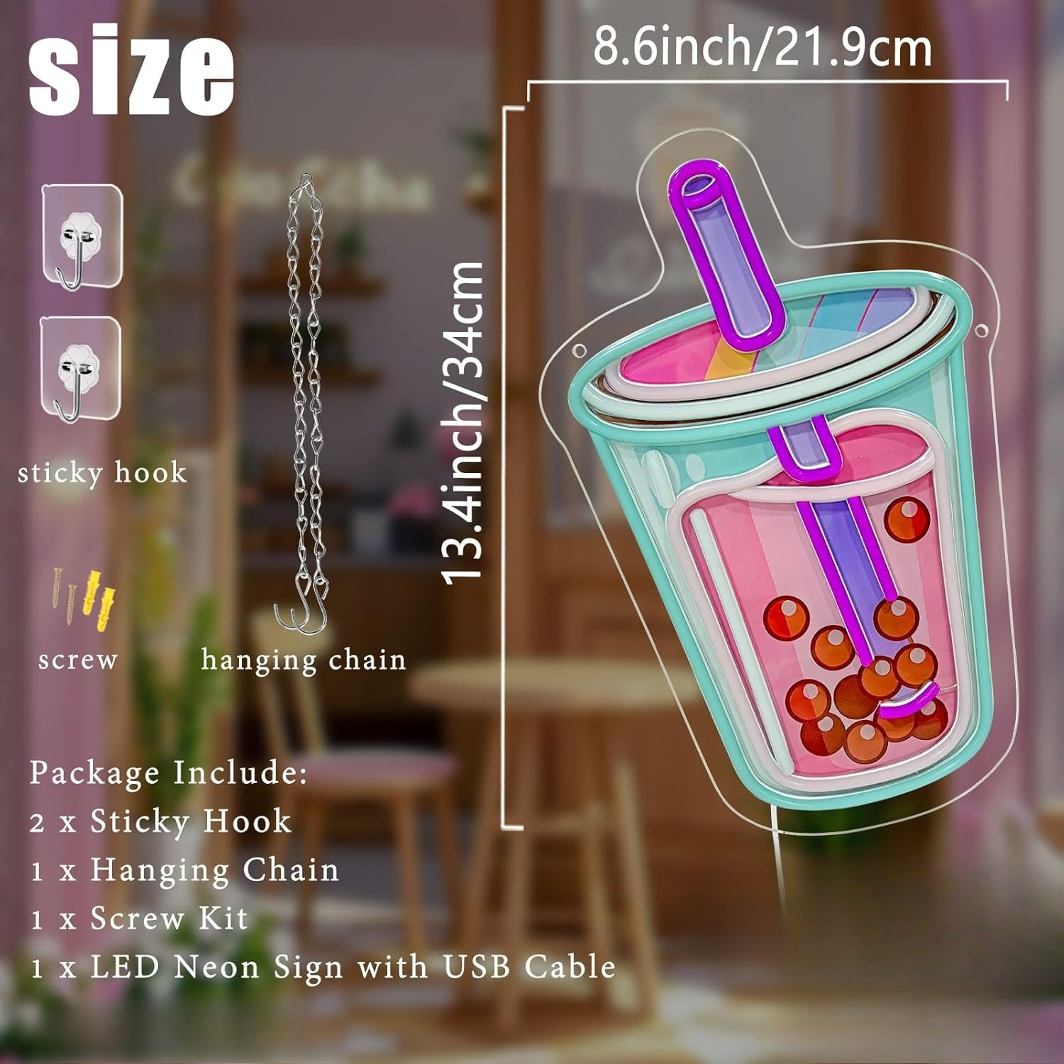 Bubble Tea Neon Sign USB Power - đánh giá và giá Coffee Tea Neon Sign